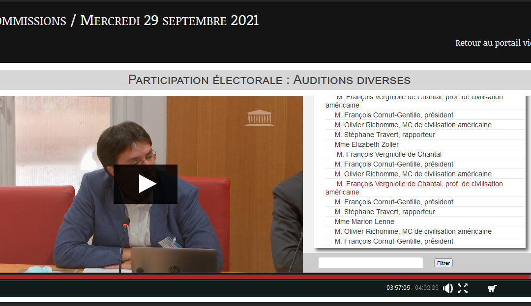 Intervention de François de Chantal lors des auditions à l’Assemblée nationale dans le cadre d’une mission sur la “participation électorale”.